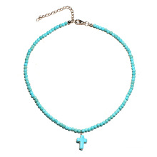 Shangjie OEM Cross Pendant Short Clavicle Small Turquoise Necklace jewelry display necklaces